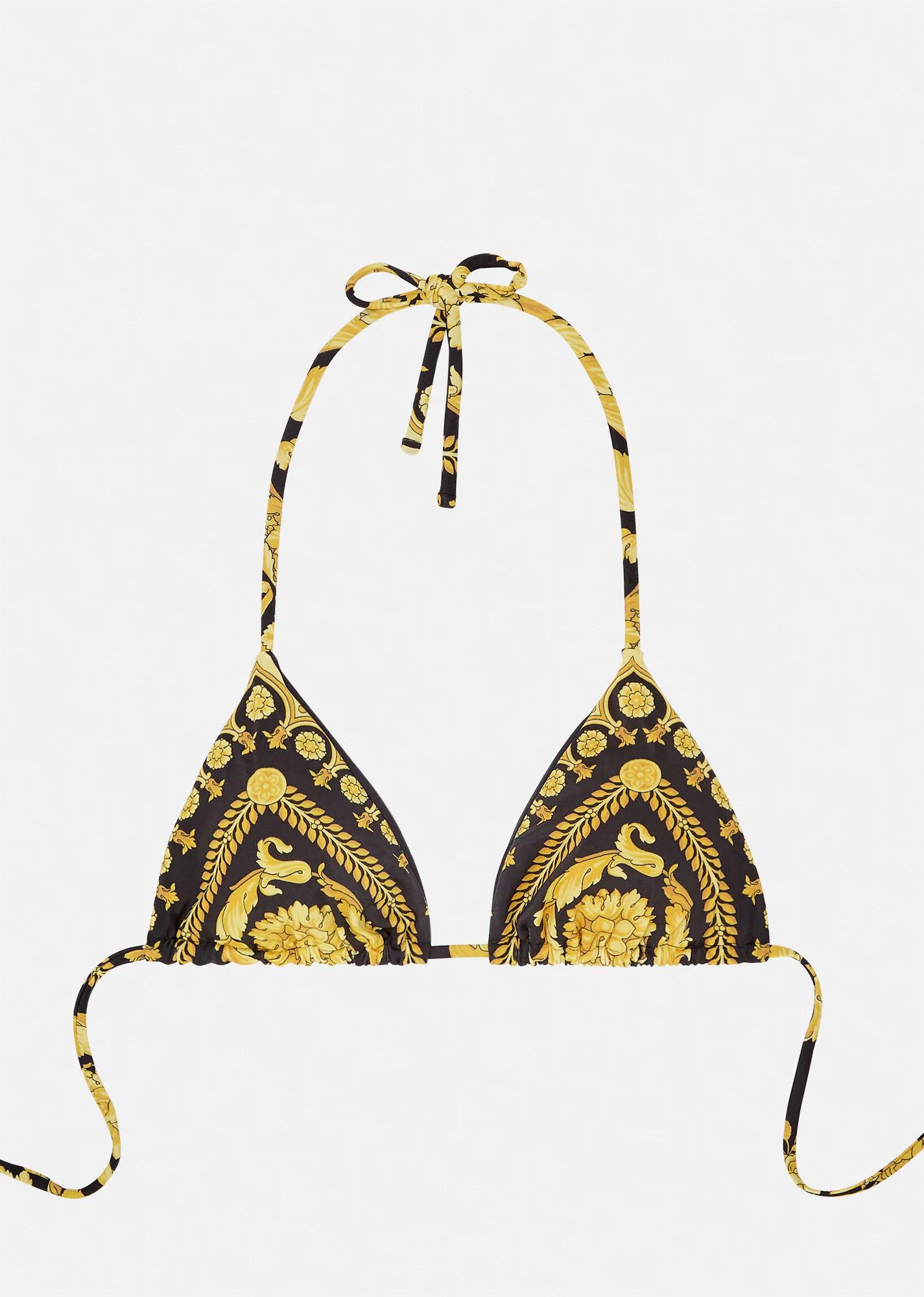 printed nylon-blend bikini top by VERSACE