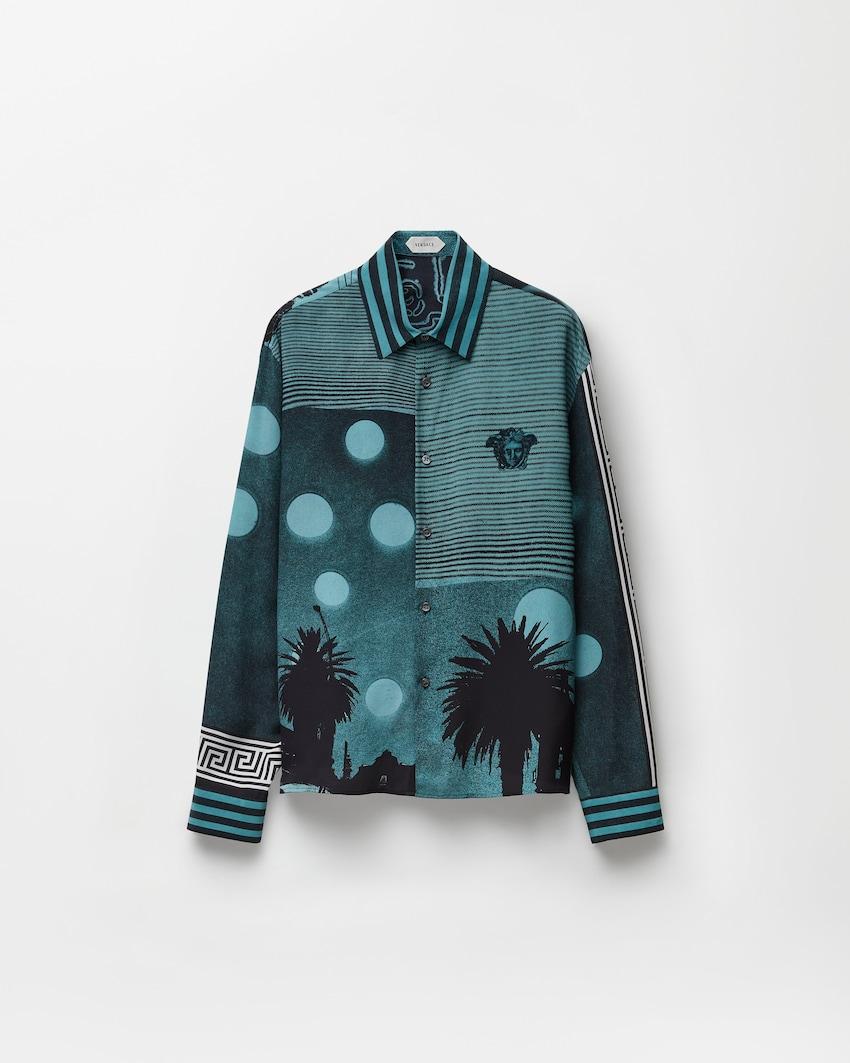 printed silk crepe de chine regular shirt by VERSACE