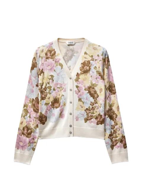 printed silk knit cardigan by VERSACE