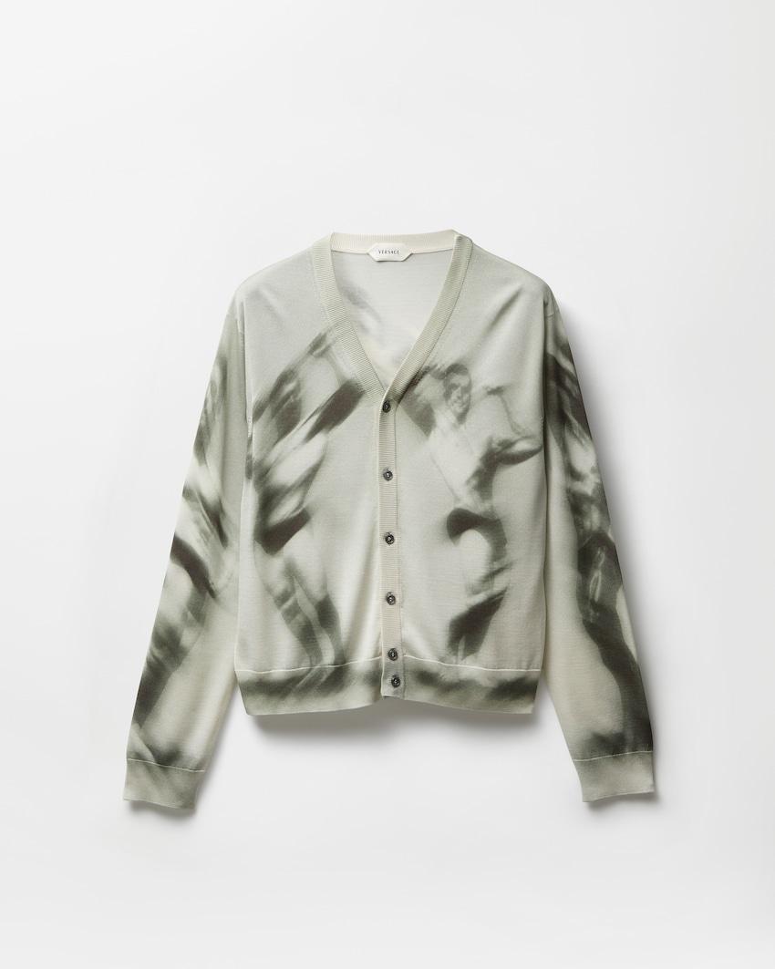 printed silk knit cardigan by VERSACE