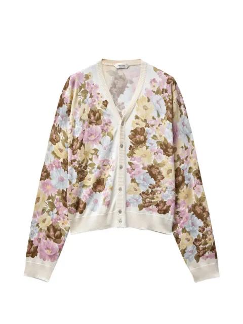 printed silk knit cardigan by VERSACE