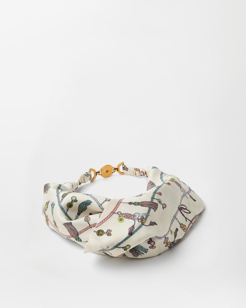 printed silk twill headband by VERSACE