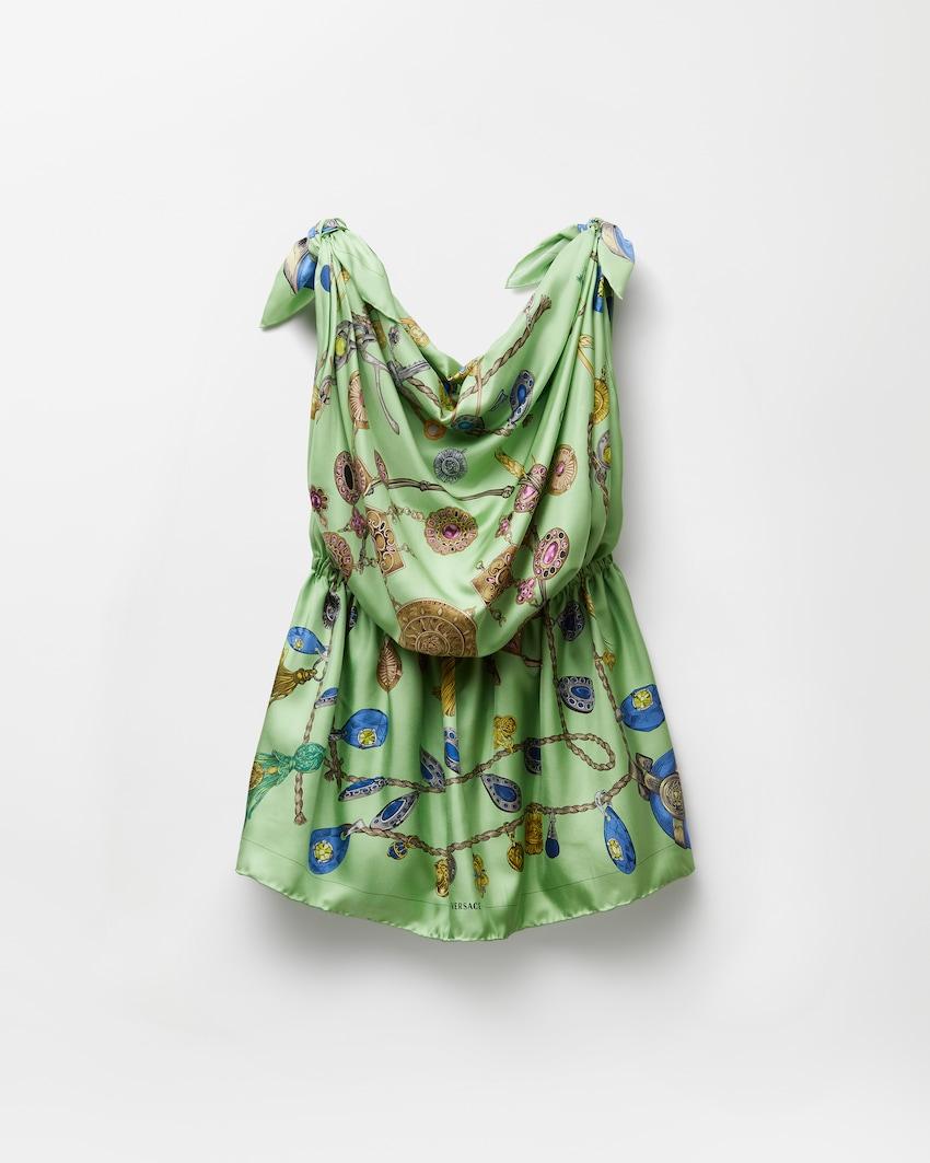printed silk twill mini dress by VERSACE