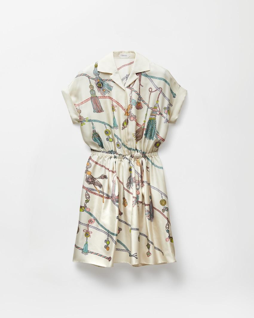printed silk twill mini dress by VERSACE