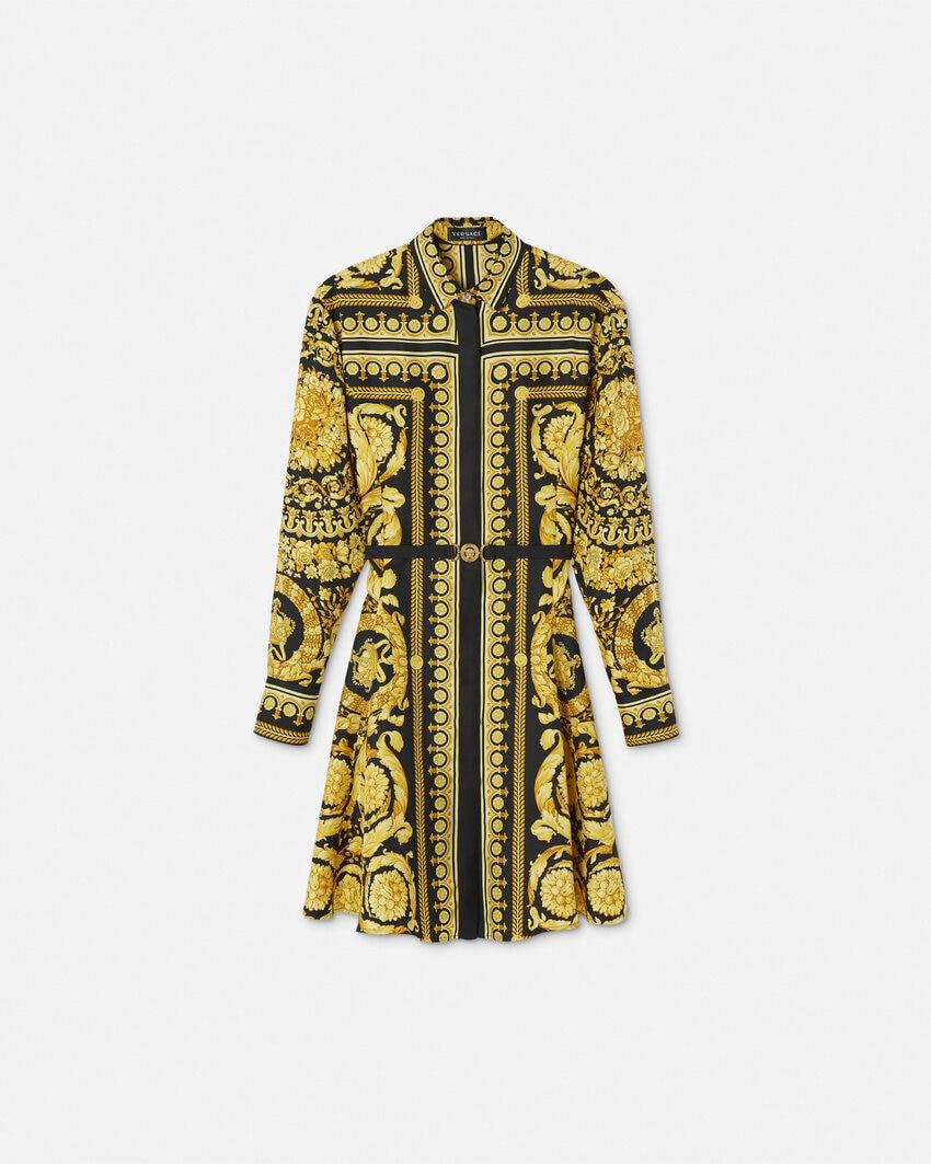 printed silk twill mini shirt dress by VERSACE