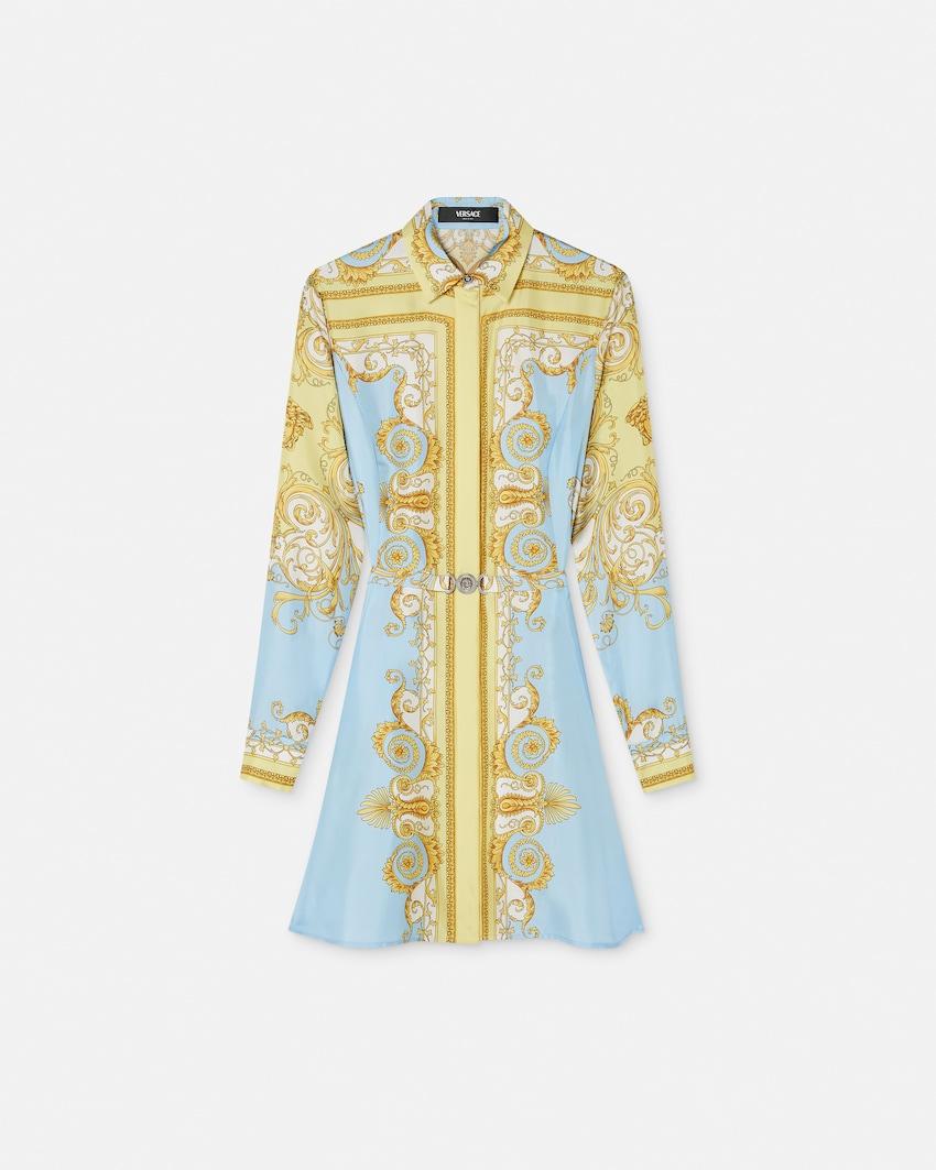 printed silk twill mini shirt dress by VERSACE
