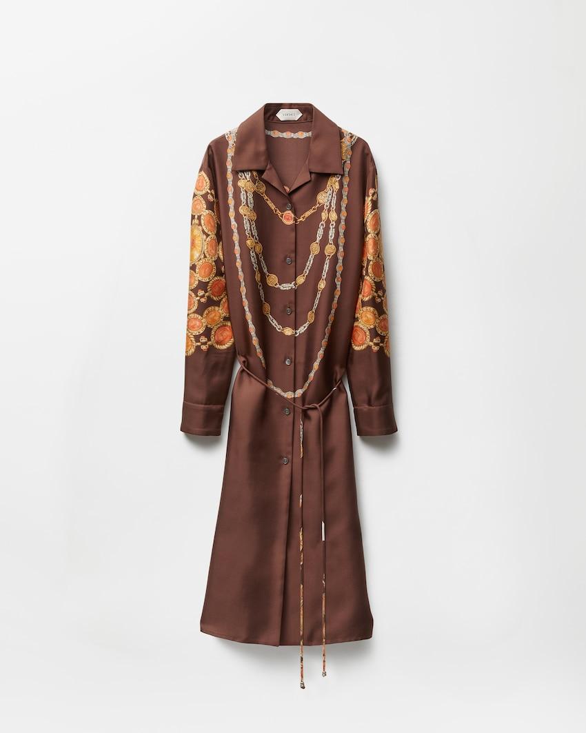 printed silk twill mini shirt dress by VERSACE
