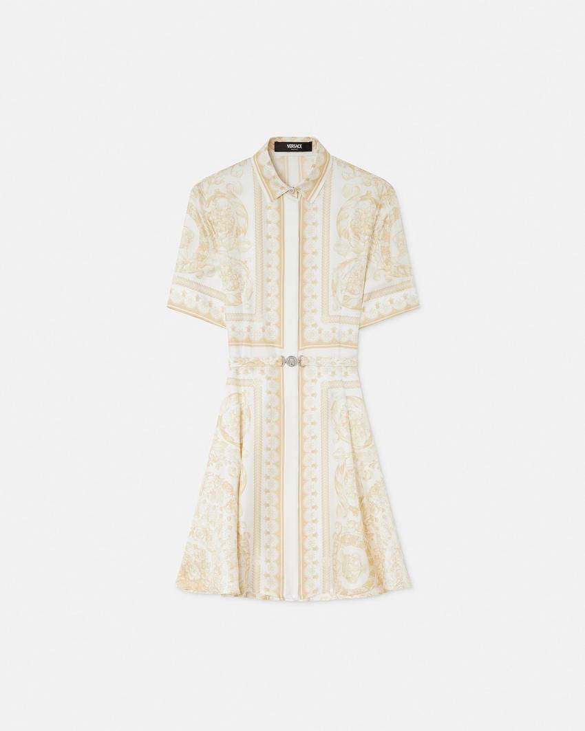 printed silk twill mini shirt dress by VERSACE
