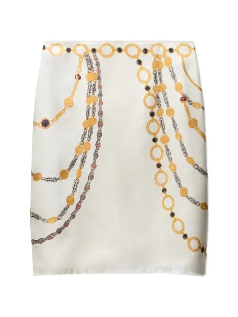 printed silk twill pencil skirt by VERSACE