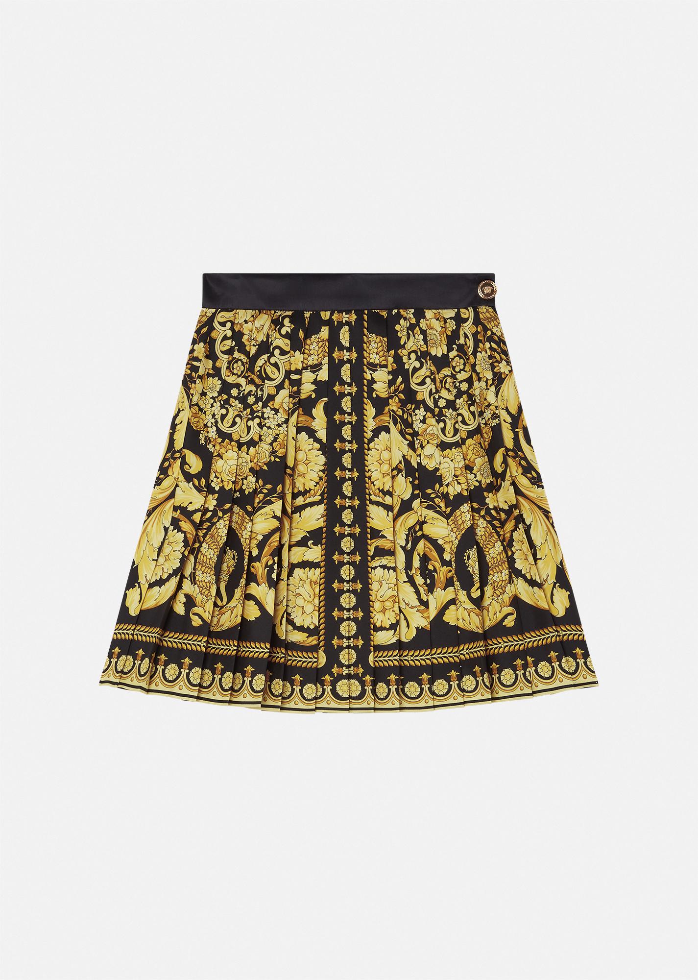 printed silk twill pleated mini skirt by VERSACE