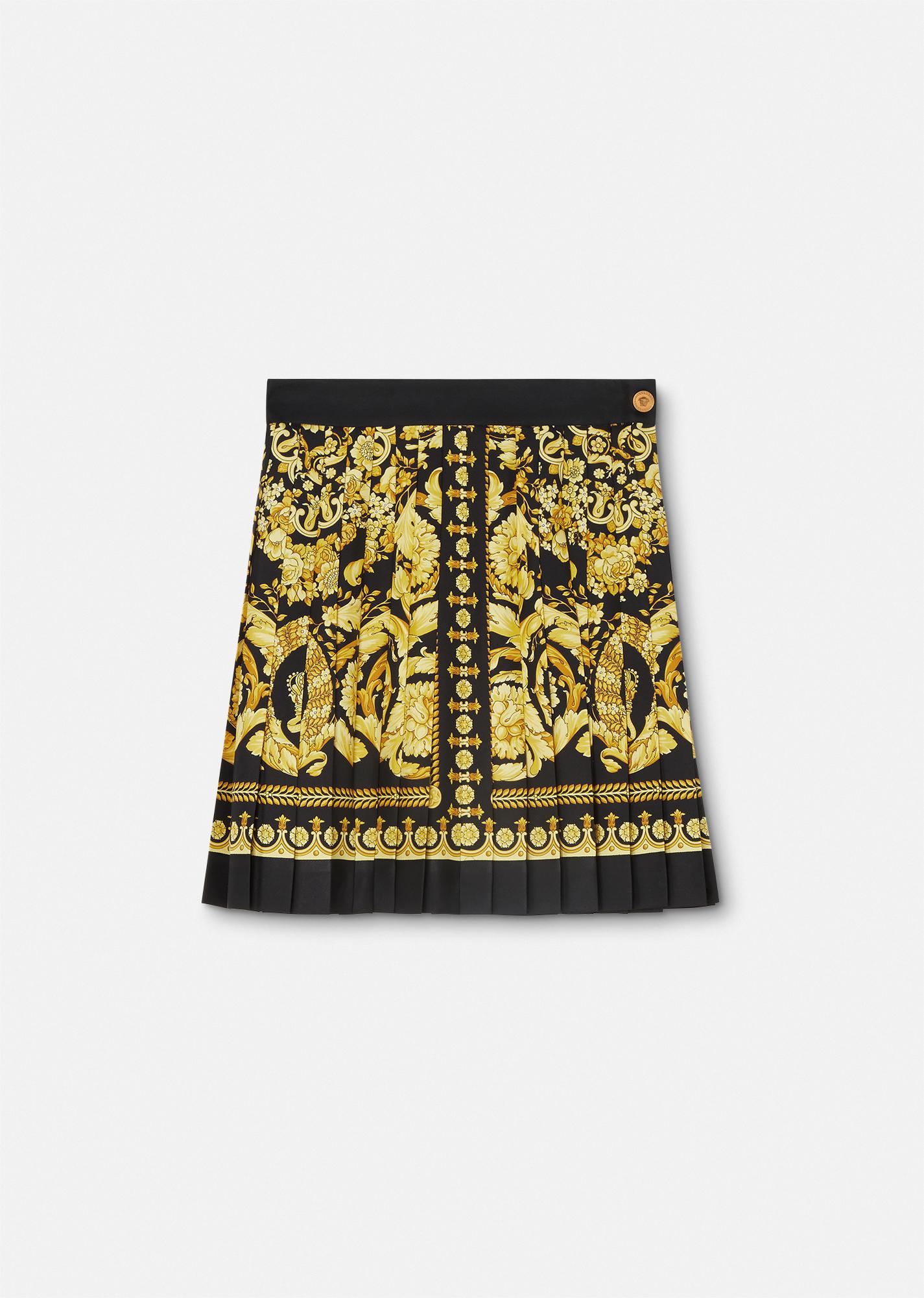 printed silk twill pleated mini skirt by VERSACE