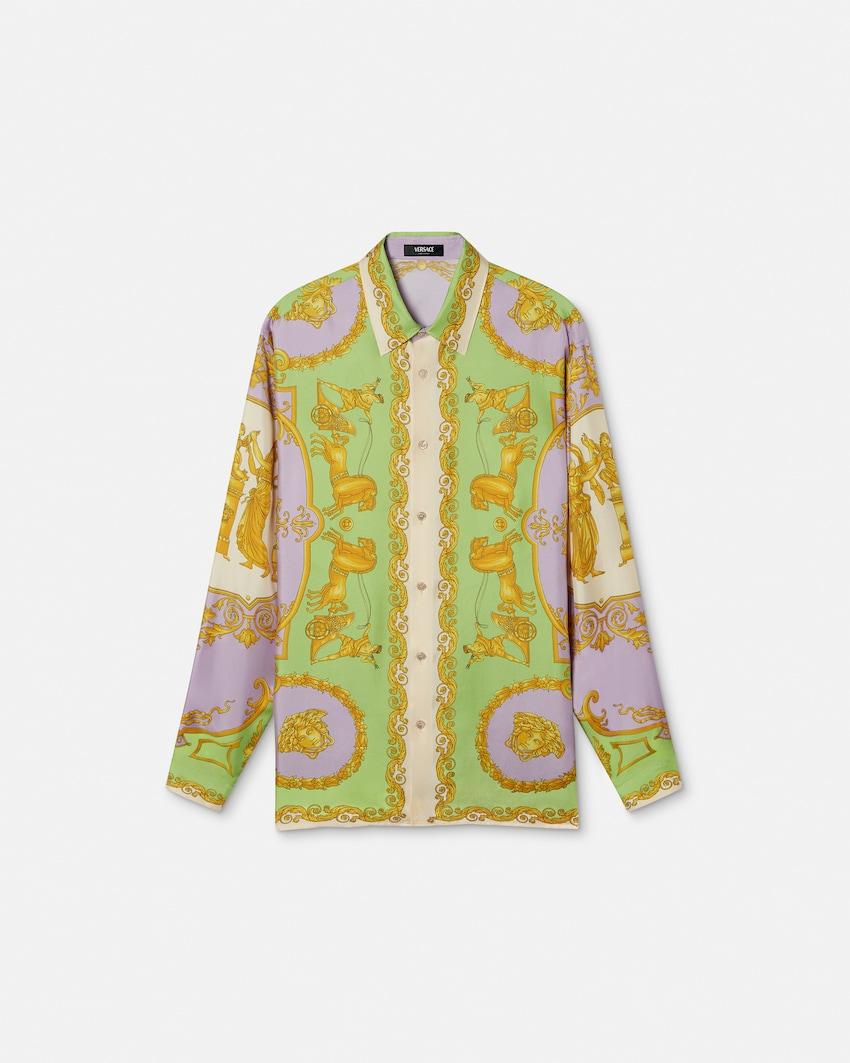 printed silk twill regular shirt by VERSACE