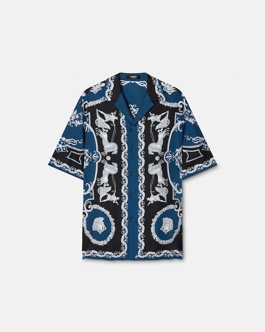 printed silk twill regular shirt by VERSACE