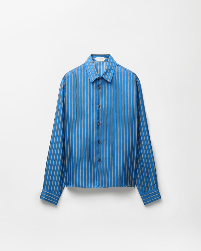 printed silk twill regular shirt by VERSACE