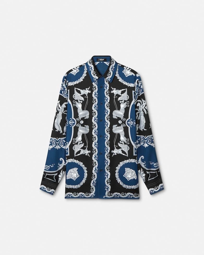printed silk twill regular shirt by VERSACE