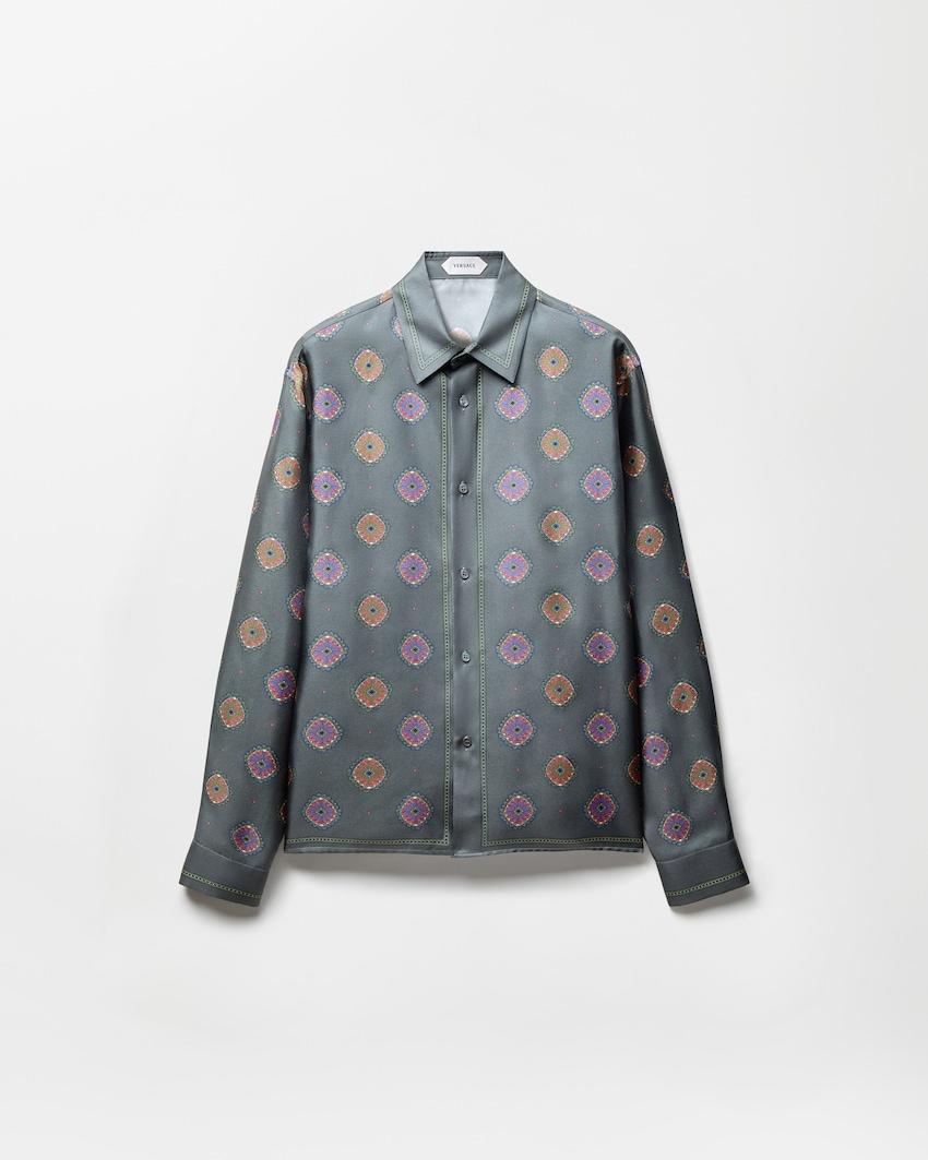 printed silk twill regular shirt by VERSACE