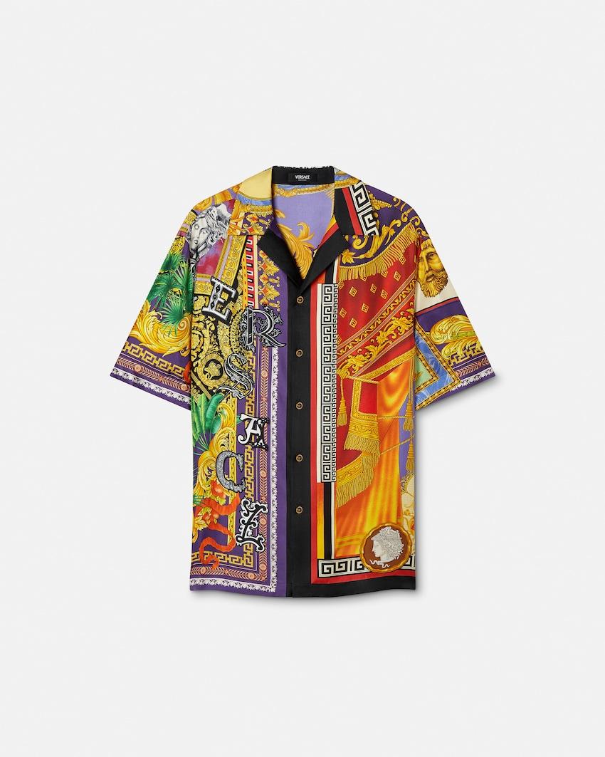printed silk twill regular shirt by VERSACE