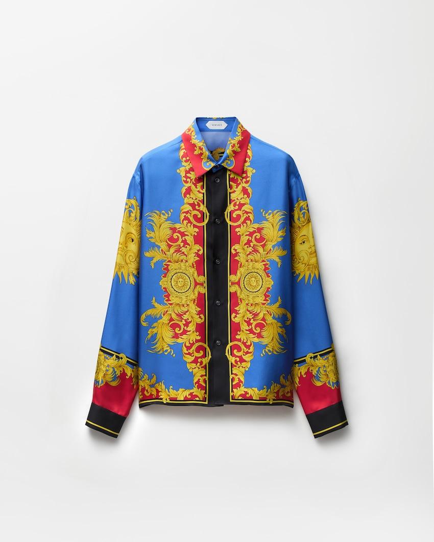 printed silk twill regular shirt by VERSACE