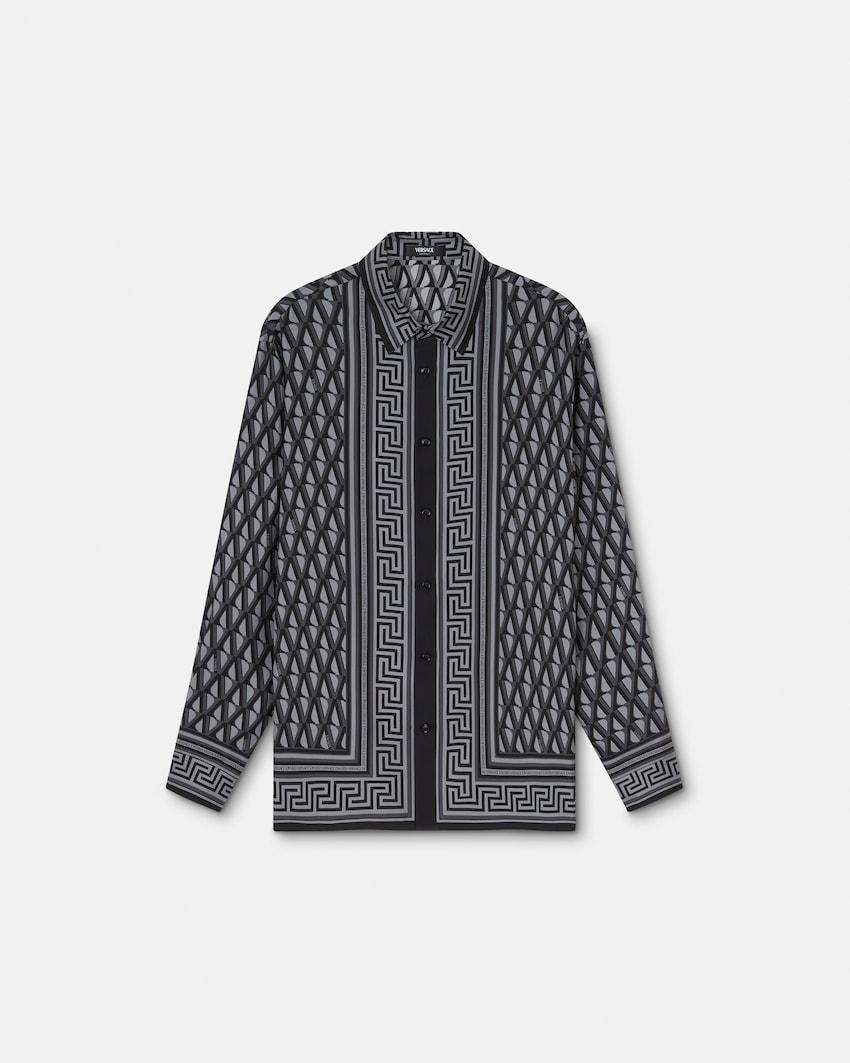 printed silk twill regular shirt by VERSACE
