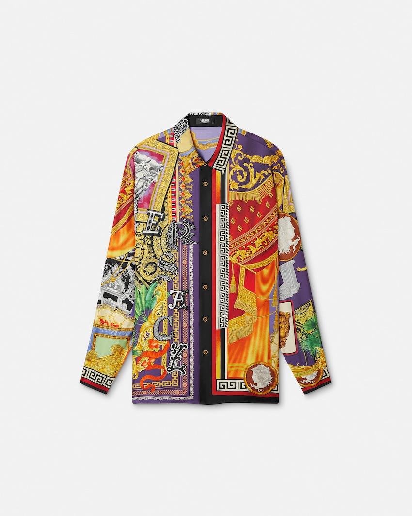 printed silk twill regular shirt by VERSACE