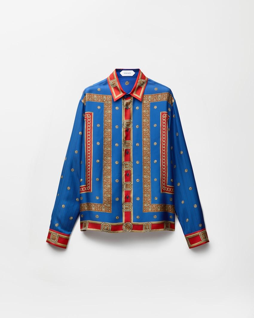 printed silk twill regular shirt by VERSACE