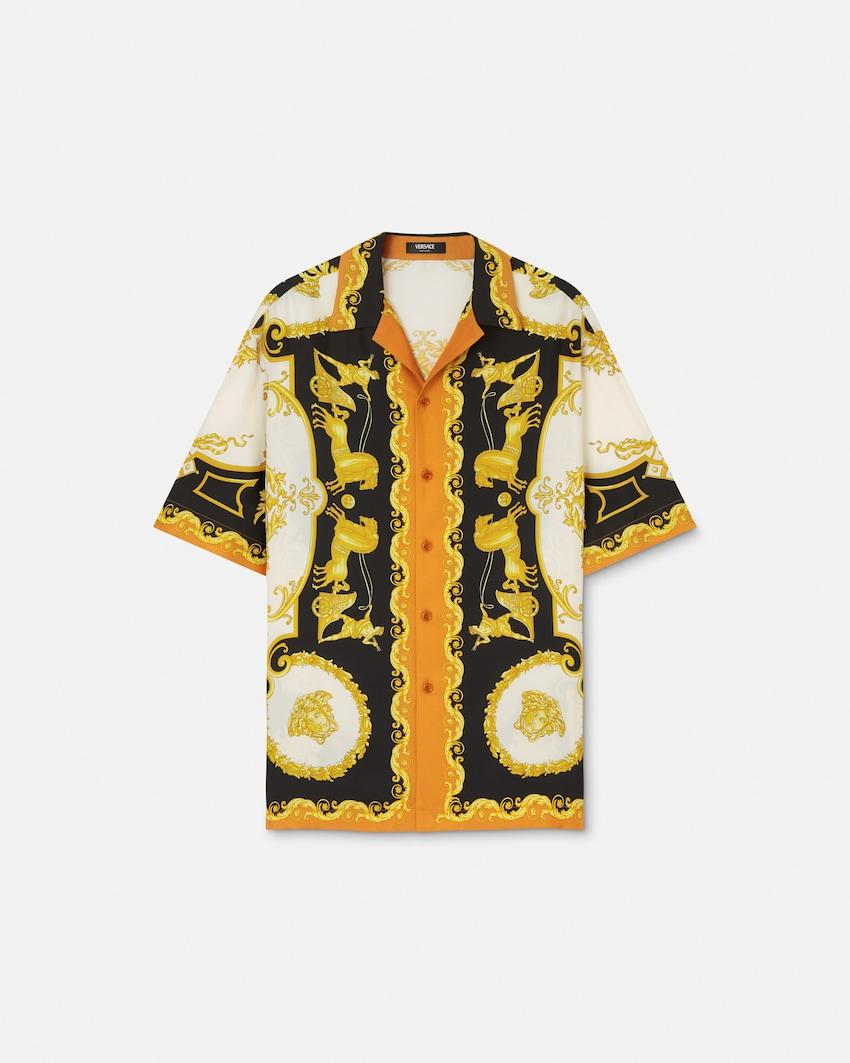 printed silk twill regular shirt by VERSACE