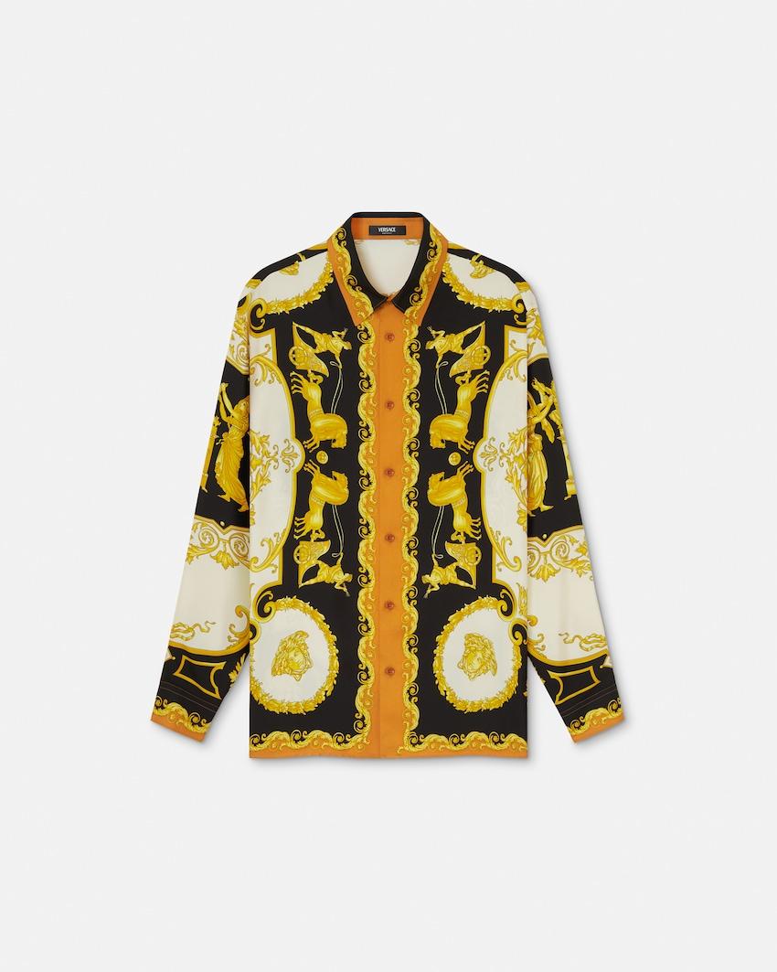 printed silk twill regular shirt by VERSACE