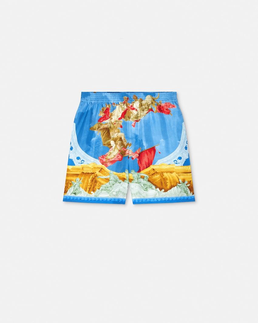 printed silk twill regular shorts by VERSACE