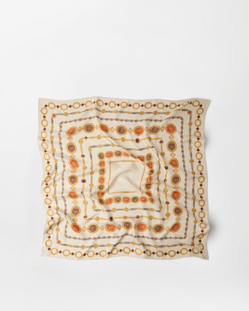 printed silk twill scarf 90 cm by VERSACE