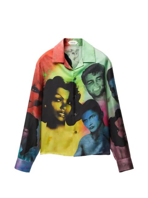 printed silk twill slim shirt by VERSACE