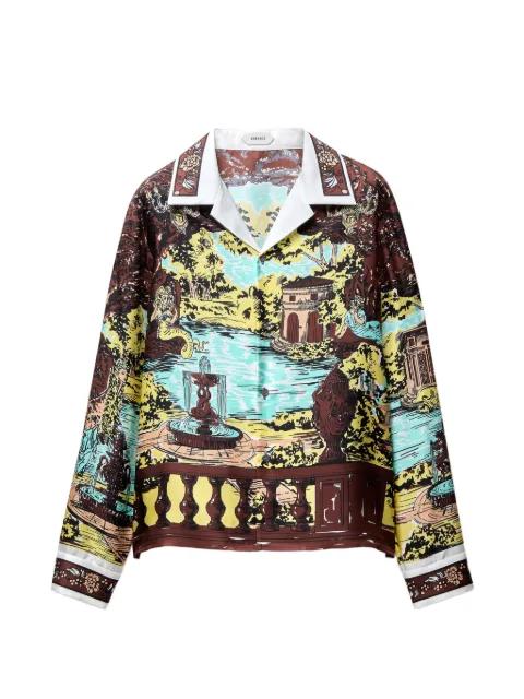 printed silk twill slim shirt by VERSACE