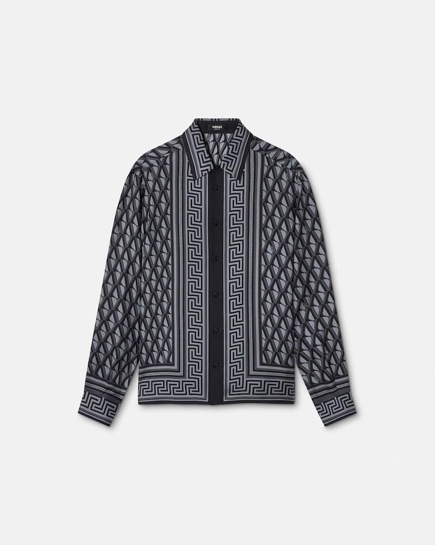 printed silk twill slim shirt by VERSACE