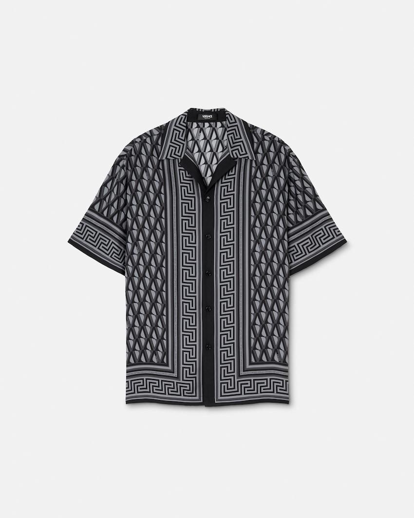 printed silk twill slim shirt by VERSACE