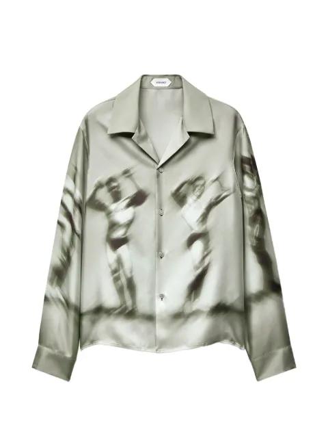 printed silk twill slim shirt by VERSACE