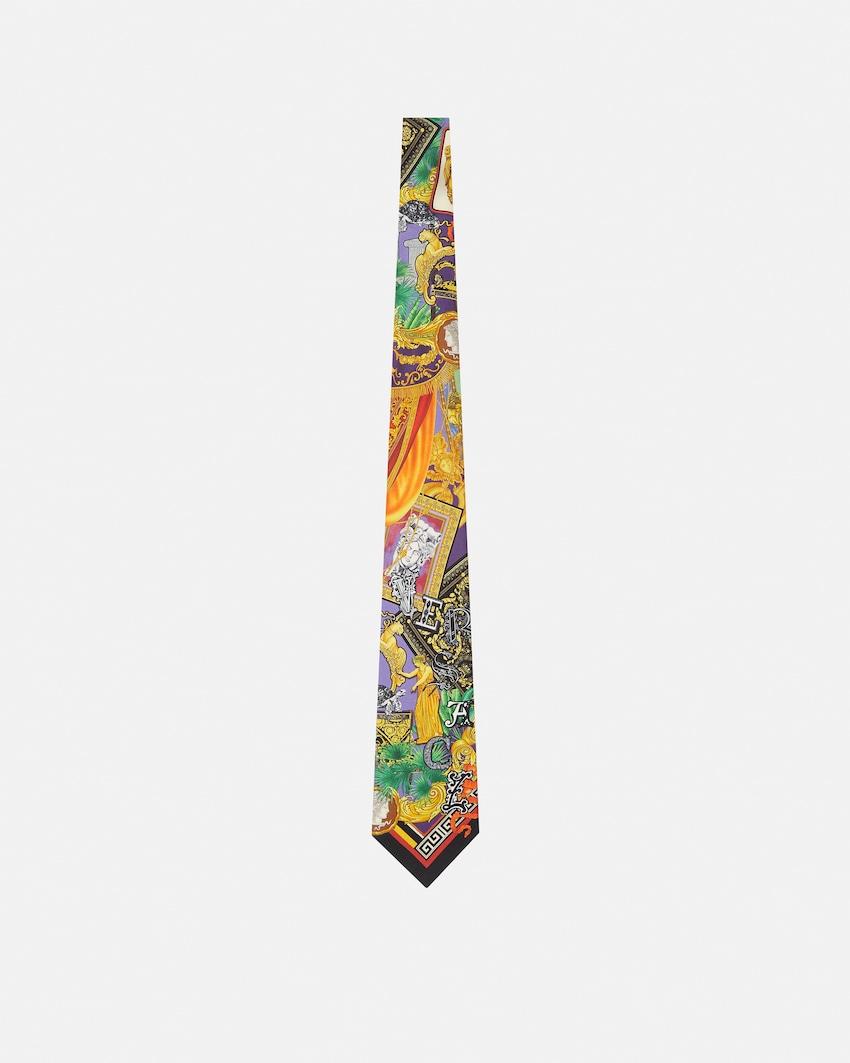 printed silk twill tie by VERSACE