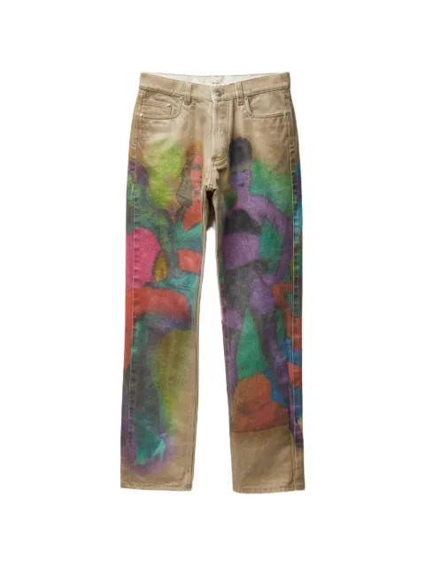 printed straight jeans by VERSACE