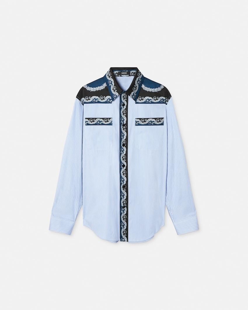 printed striped cotton-poplin shirt by VERSACE
