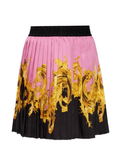 printed twill pleated mini skirt by VERSACE