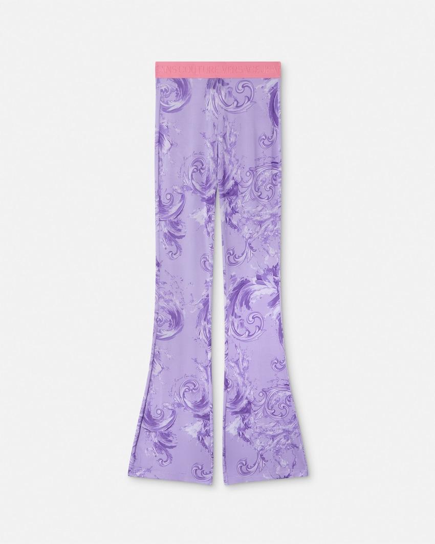 printed viscose flared leggings by VERSACE