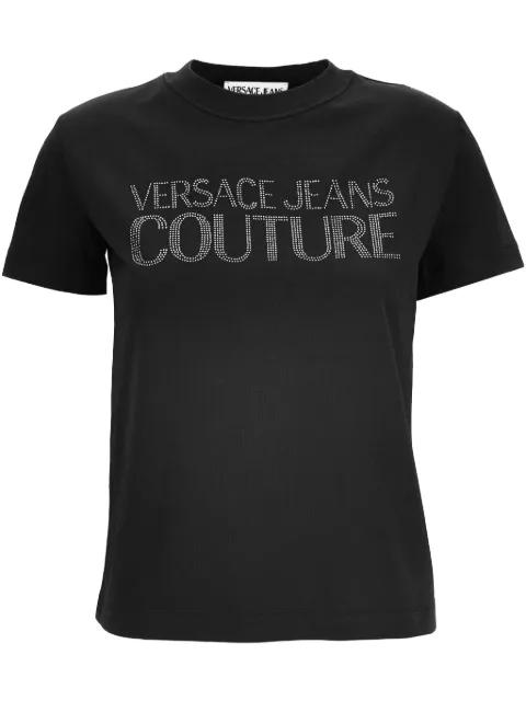 rhinestone-logo cotton T-shirt by VERSACE