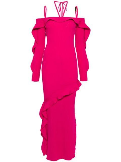 ribbed-knit long-sleeve dress by VERSACE