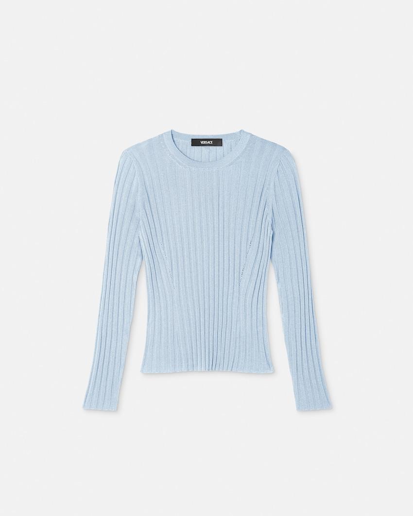 ribbed knit viscose-blend crewneck top by VERSACE