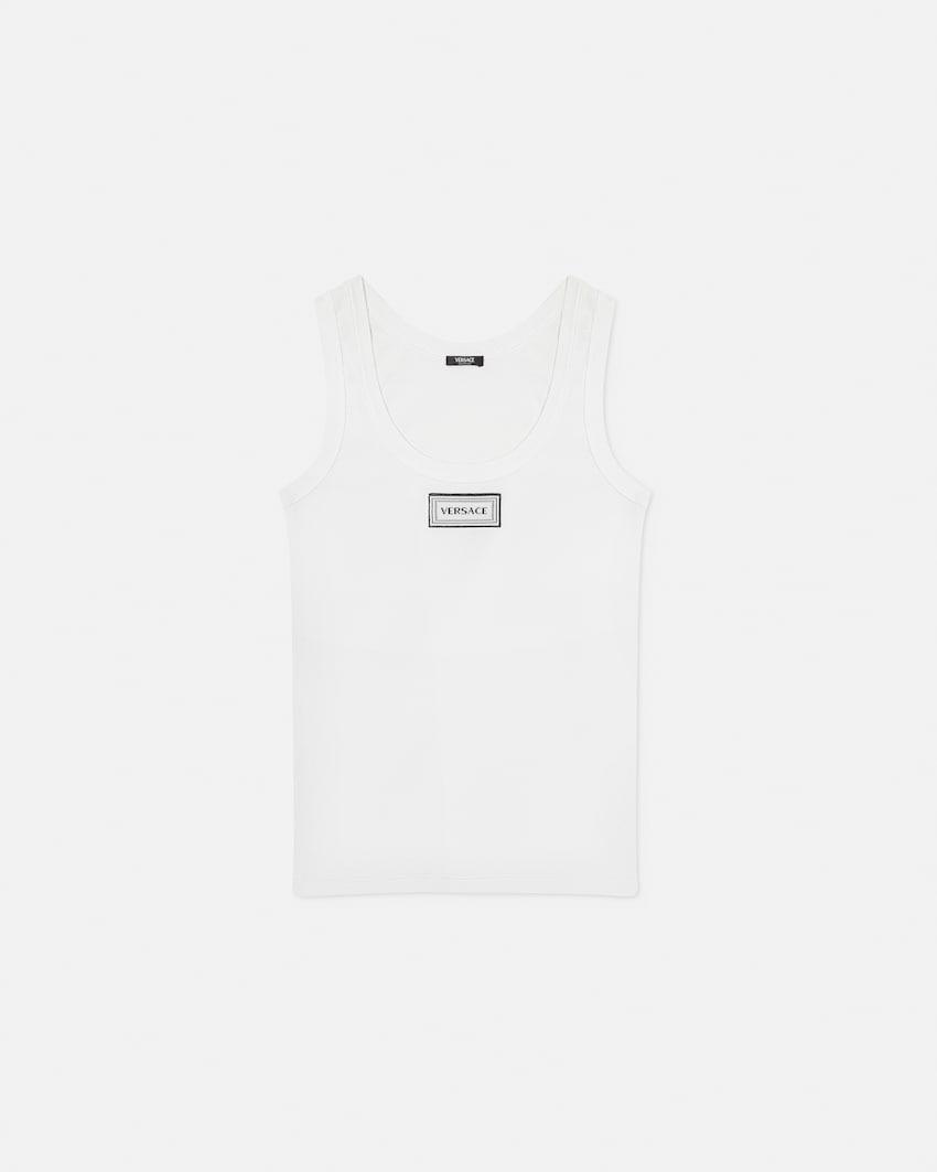 ribbed stretch cotton tank top by VERSACE