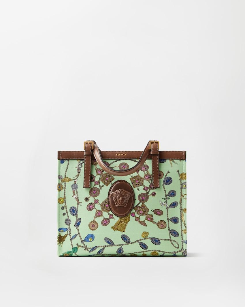 riviere printed canvas tote by VERSACE