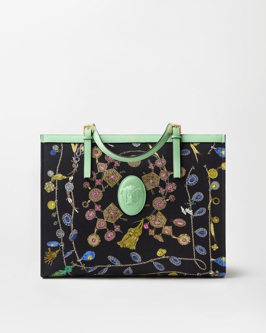 riviere printed large canvas tote by VERSACE