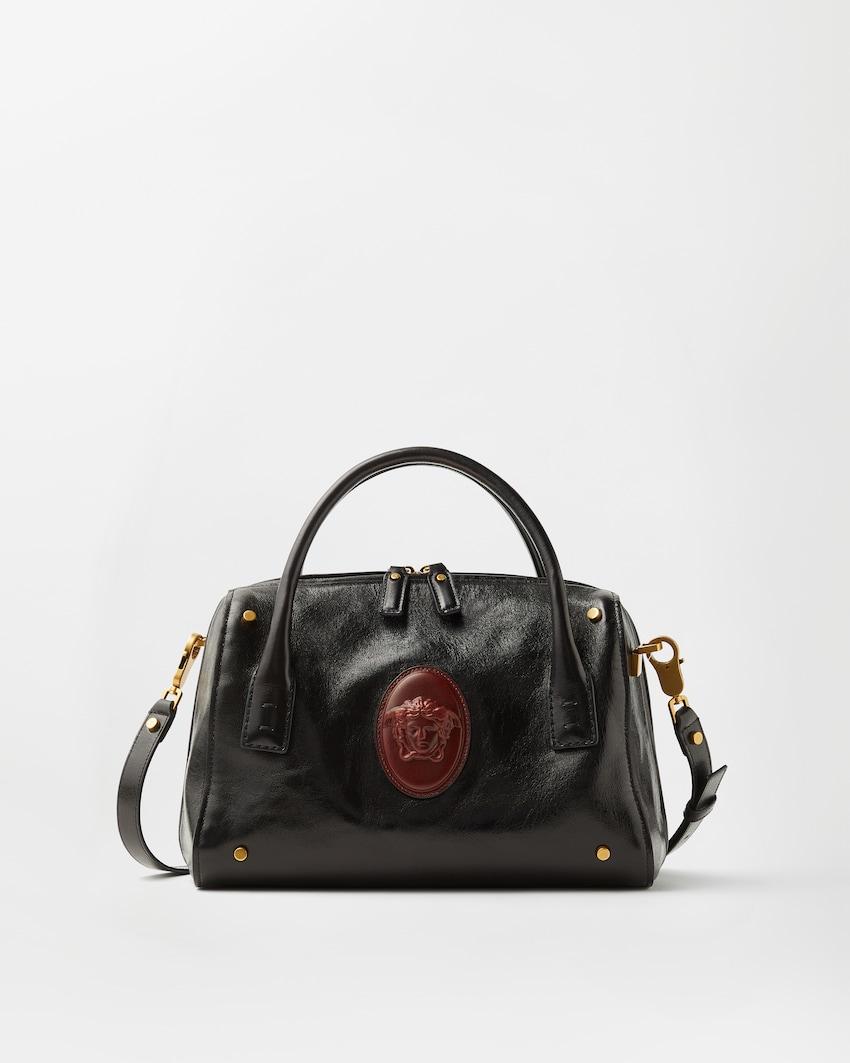 roomy leather boston bag by VERSACE