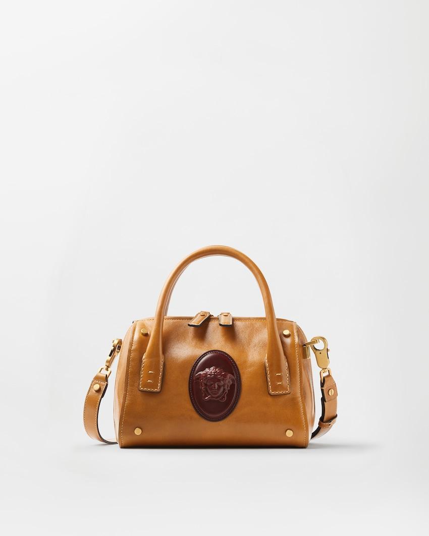roomy small leather boston bag by VERSACE