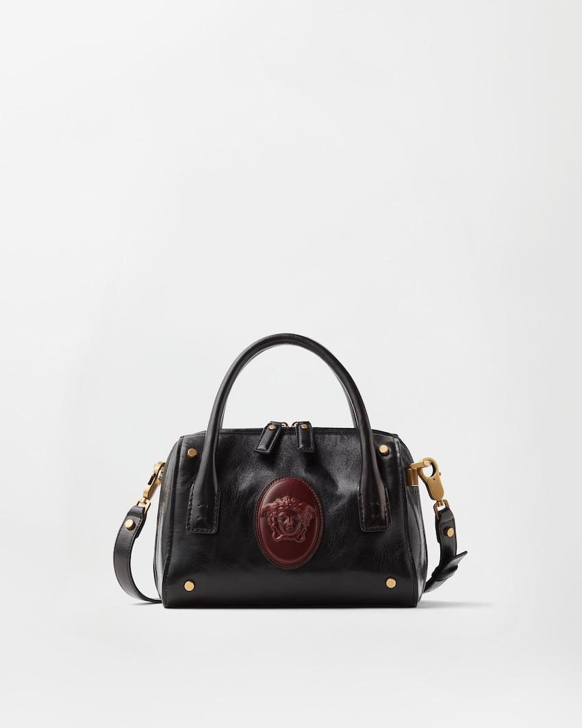 roomy small leather boston bag by VERSACE