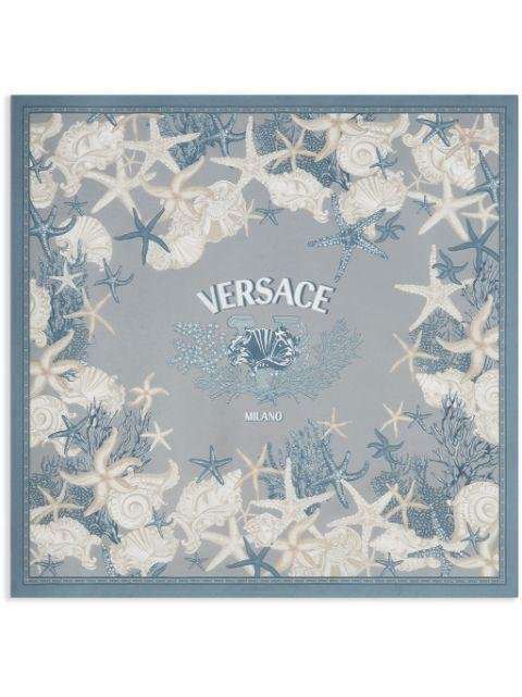seahorse-print silk scarf by VERSACE