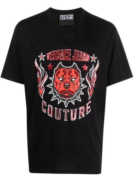 sequin-embellished logo T-shirt by VERSACE